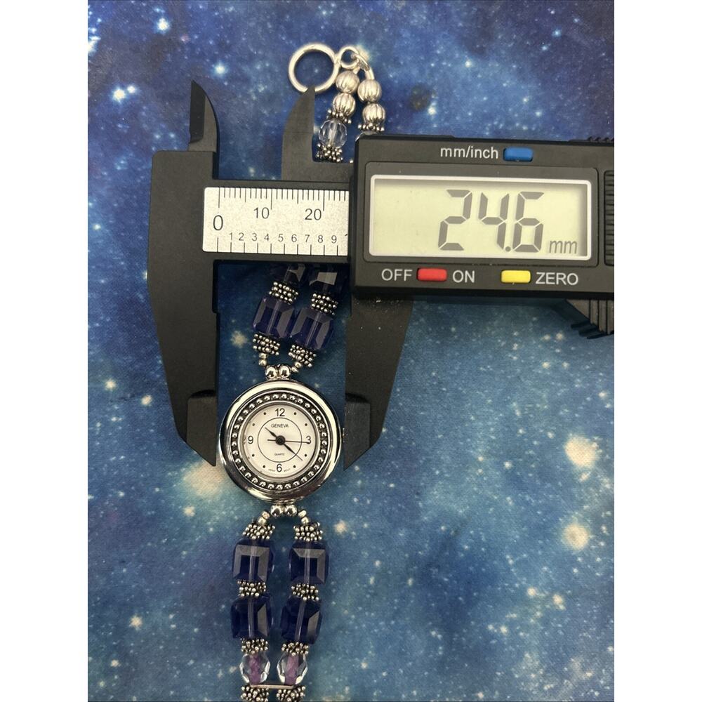 Geneva Silver Tone Purple Stone Band Women’s Quartz Watch - Picture 7 of 8